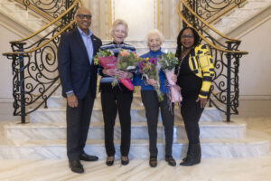 Pictured from left to right: Phillip W. Heath, President & CEO, Samaritan; volunteers Rodie Boyle and Judith Stewart; and Taneesha Marshall-Id’Deen, Manager of Volunteer Services, Samaritan.  